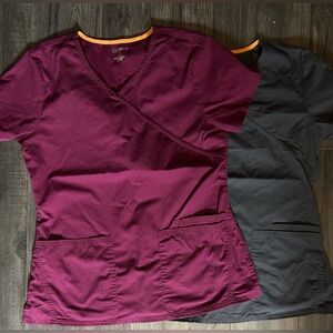 Nurses ScrubStar Burgundy & Grey Tops Bundle